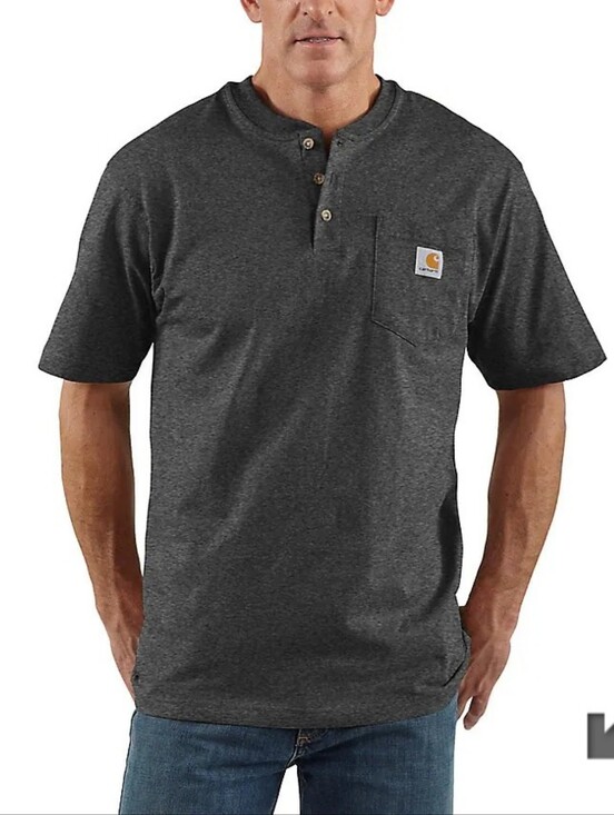 Carhartt Other - Carhartt Mens Charcoal Henley Pocket Short Sleeve Loose Fit Tee Medium